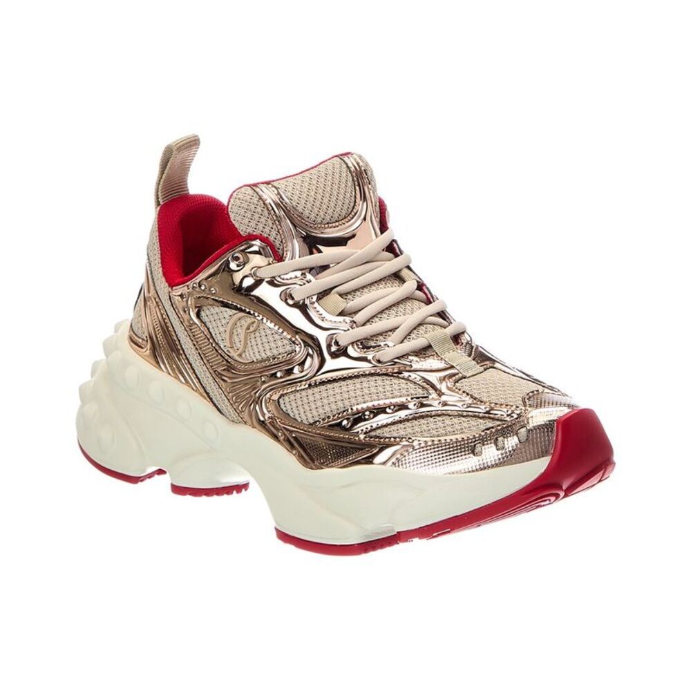 Christian Louboutin So Flo Leather & Canvas Sneaker, Beige